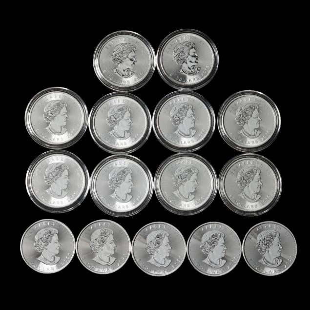 canada-fifteen-15-bu-one-ounce-999-silver-maple-leaf-coins