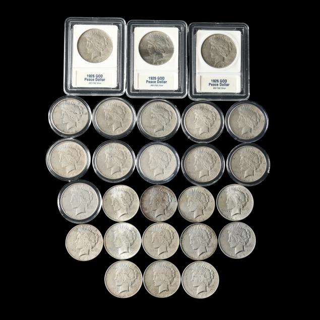 twenty-six-26-peace-silver-dollars