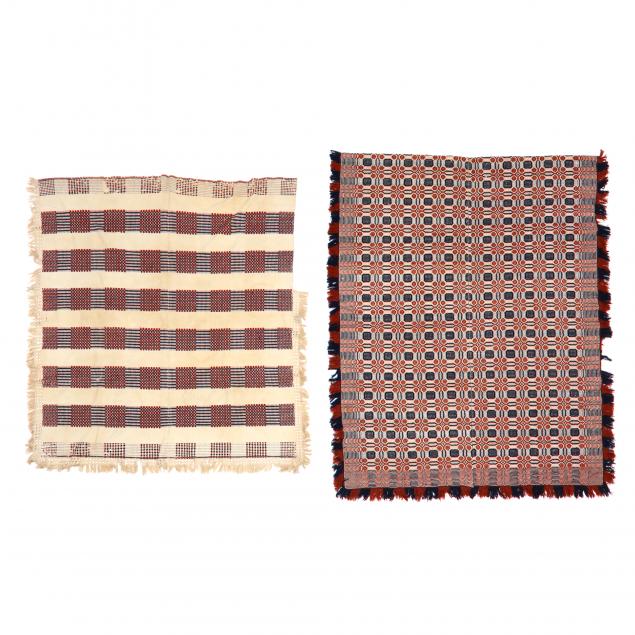 two-overshot-woven-coverlets