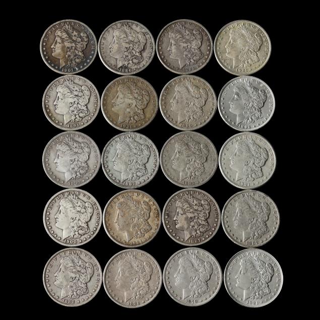 investor-roll-of-mostly-circulated-morgan-silver-dollars