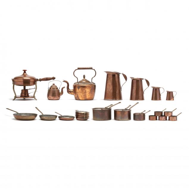 24-assorted-copper-cookware-items-including-bazar-francais