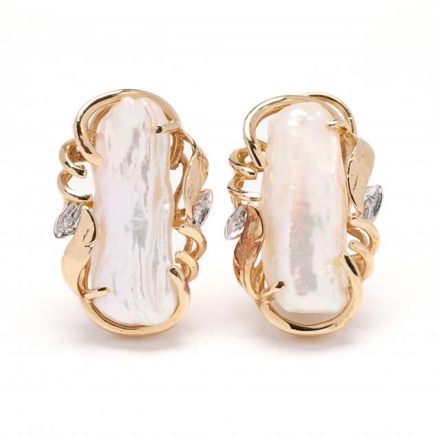 gold-freshwater-pearl-and-diamond-earrings