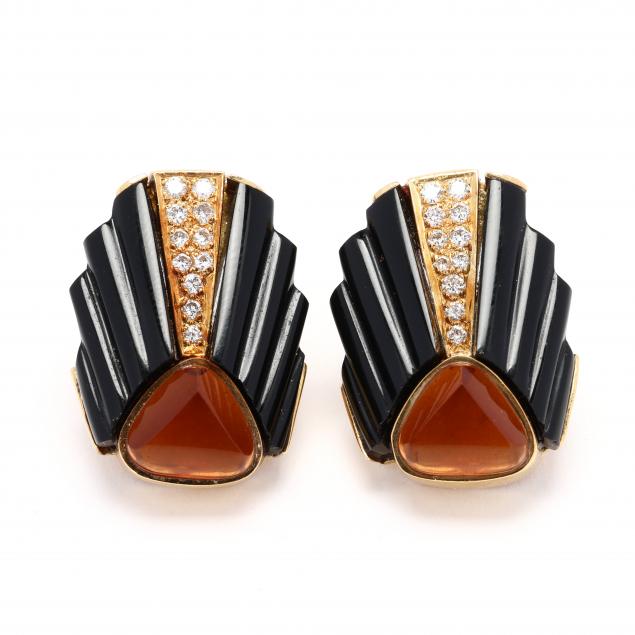art-deco-style-gold-citrine-onyx-and-diamond-earrings