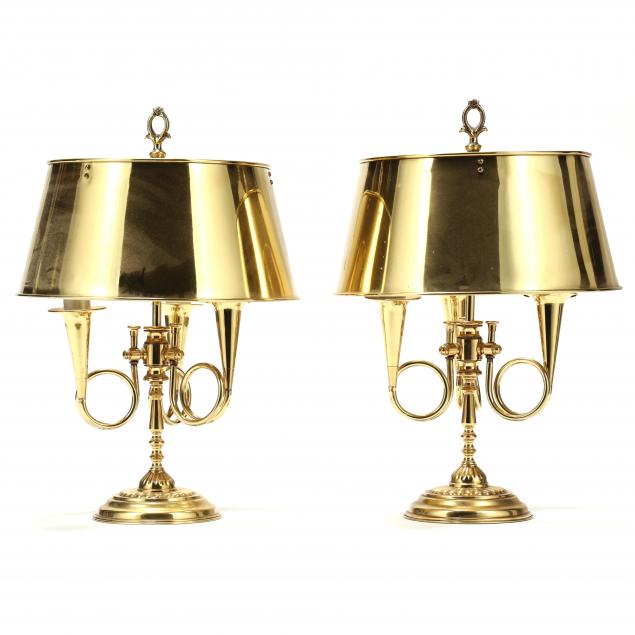 pair-of-brass-hunting-horn-table-lamps