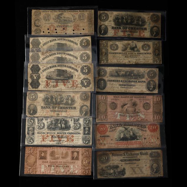 thirteen-13-19th-century-south-carolina-uniface-banknotes