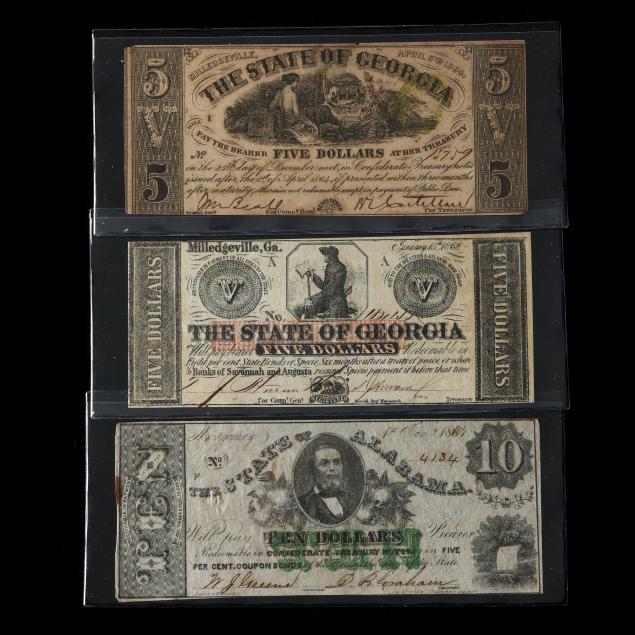 three-civil-war-date-uniface-southern-states-banknotes