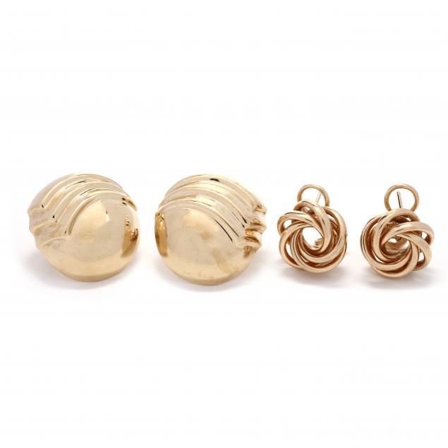 two-pairs-of-gold-earrings