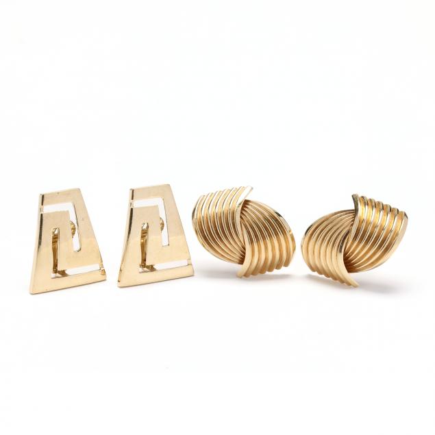 two-pairs-of-gold-earrings