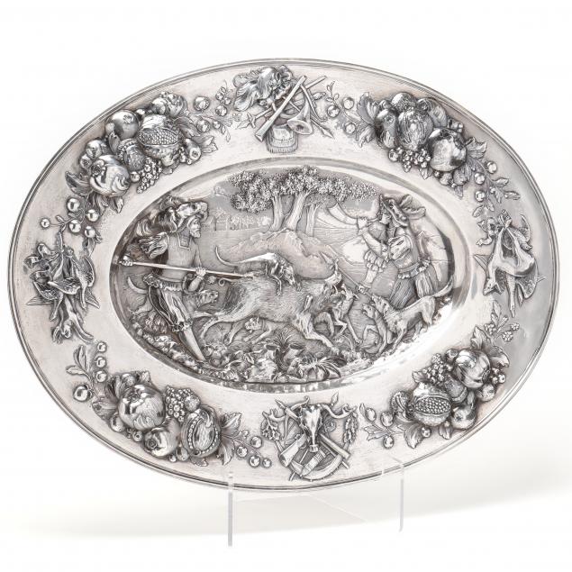 a-large-german-930-fine-silver-platter-with-hunting-motif