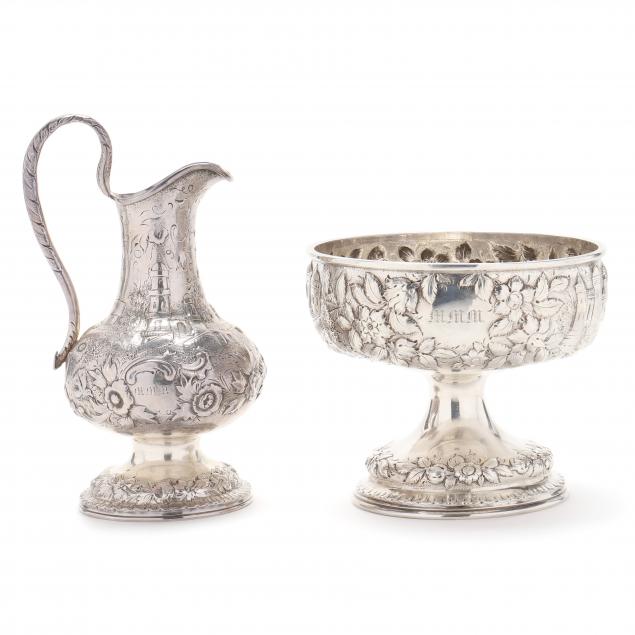 an-s-kirk-son-11oz-silver-i-etruscan-i-pattern-creamer-and-pedestal-bowl