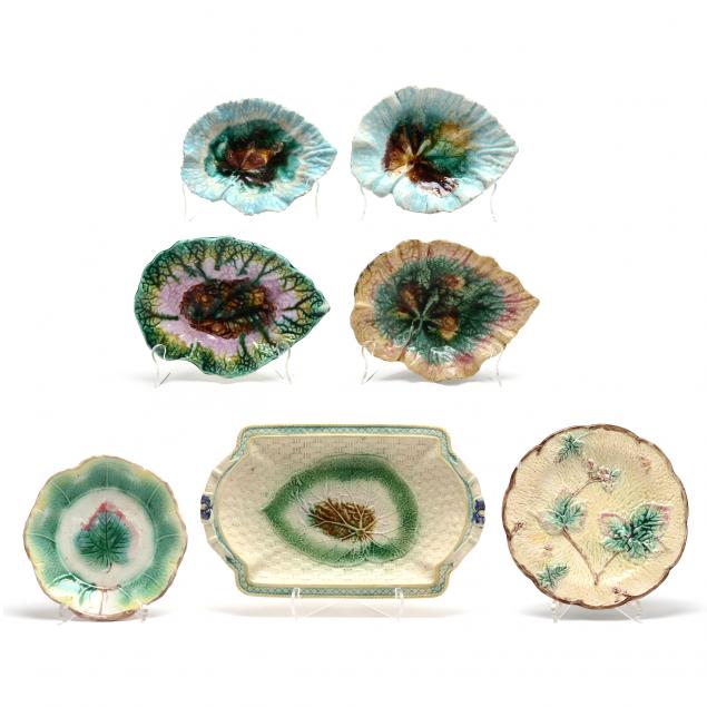 a-group-of-seven-majolica-dishes