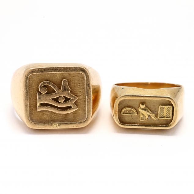 two-gold-egyptian-motif-gent-s-rings