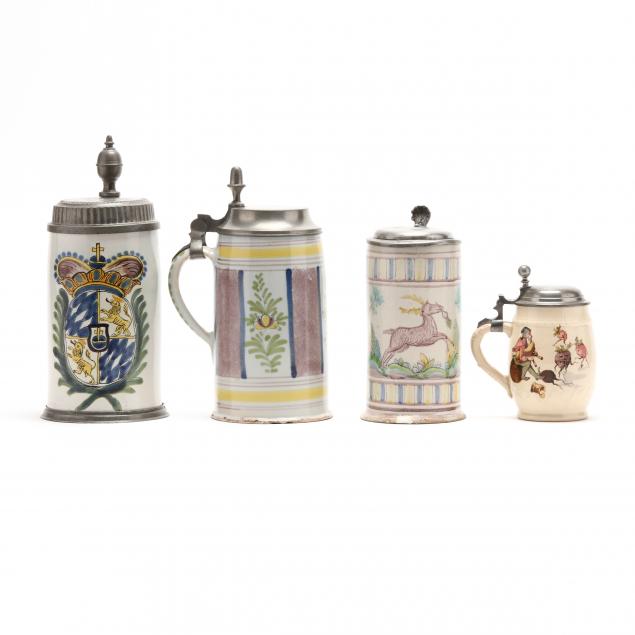 four-antique-german-faience-steins