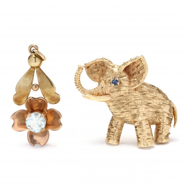 a-bi-color-gold-pendant-by-tiffany-co-and-a-gold-elephant-motif-brooch