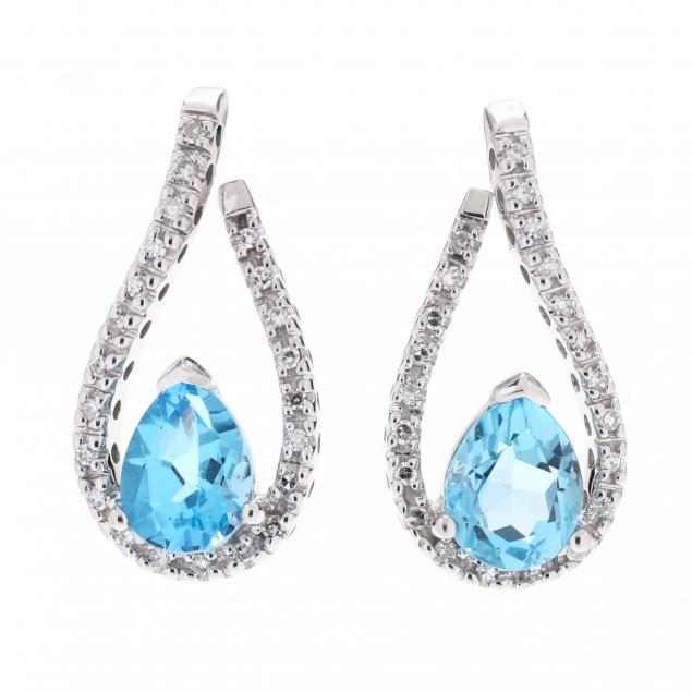 white-gold-blue-topaz-and-diamond-earrings
