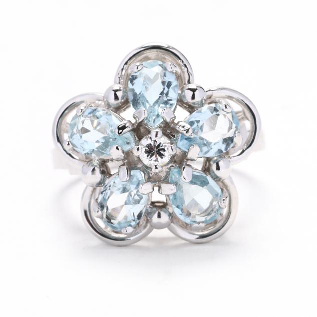 white-gold-aquamarine-and-diamond-flower-motif-ring