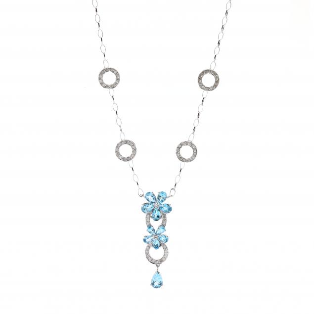 white-gold-blue-topaz-and-diamond-necklace