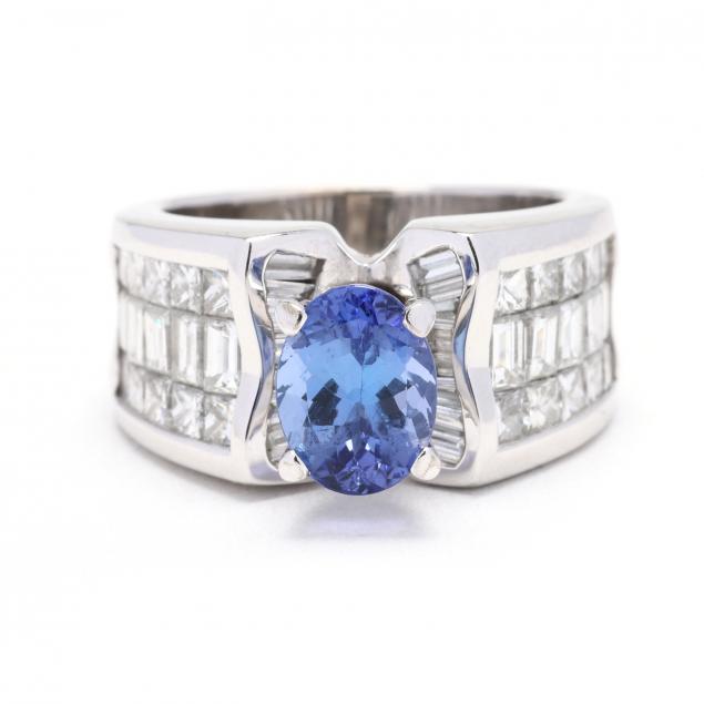 white-gold-tanzanite-and-diamond-cocktail-ring