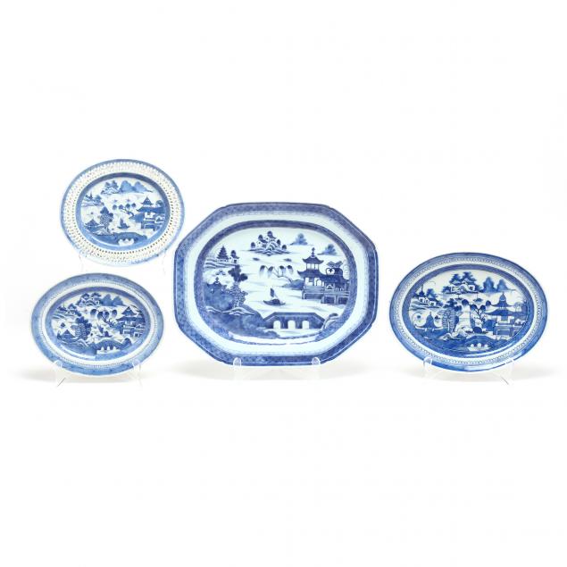 four-chinese-export-canton-porcelain-serving-dishes