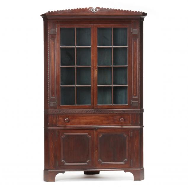 important-north-carolina-swisegood-inlaid-walnut-corner-cupboard