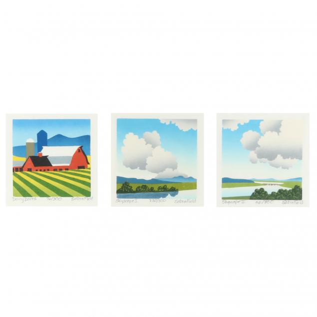 sabra-field-american-b-1935-i-sky-scape-i-i-i-sky-scape-ii-i-i-dairy-barns-i-three-works