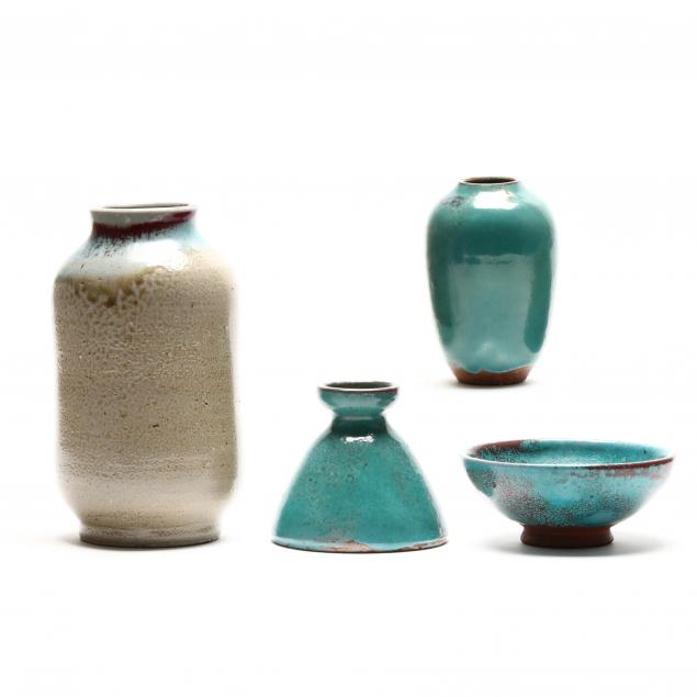 four-pieces-of-jugtown-chinese-blue-pottery