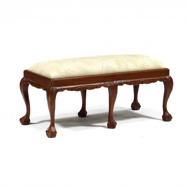 chippendale-style-carved-mahogany-bench