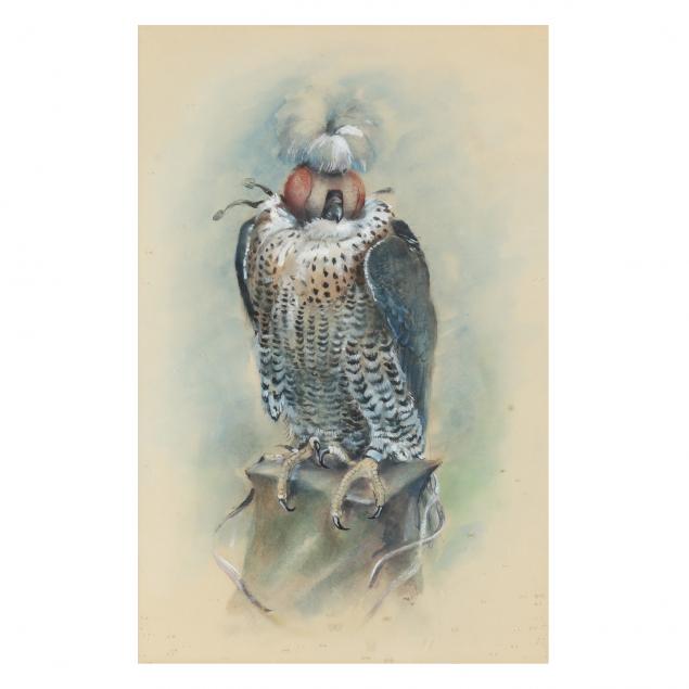 norman-orr-scottish-1924-1993-perched-hunting-falcon