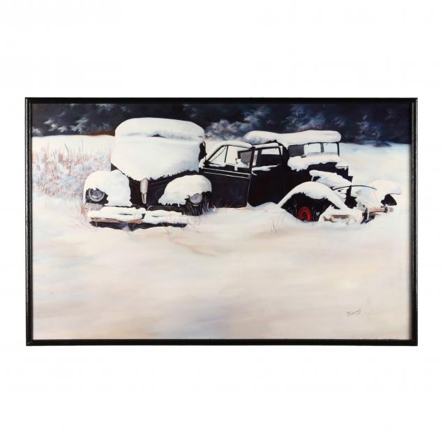 jude-pokorny-american-20th-21st-century-snow-covered-cars
