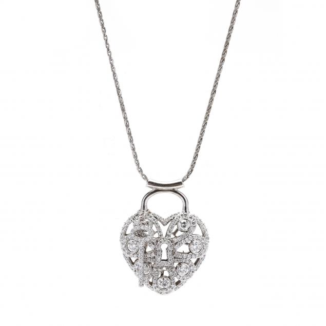 white-gold-and-diamond-heart-lock-necklace