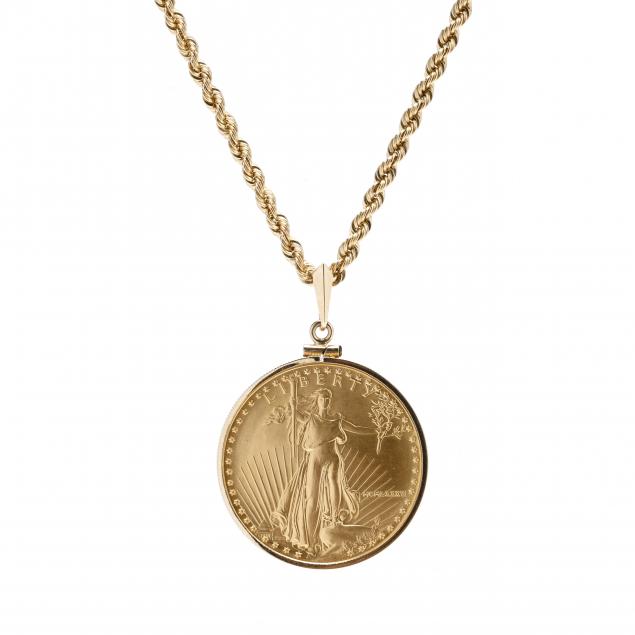 Gold Eagle Coin Pendant Necklace Lot 2038 Luxury Accessories 