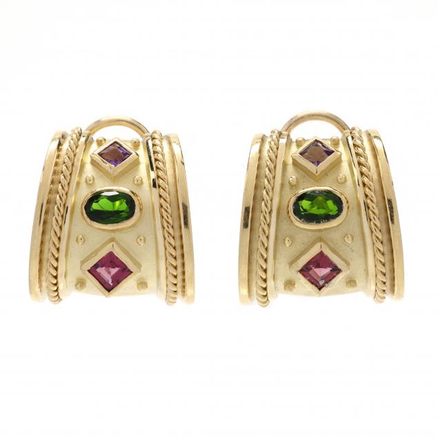 gold-and-gem-set-tapered-hoop-earrings-seidengang