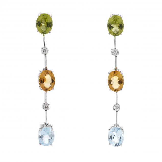 white-gold-and-multi-gemstone-dangle-earrings