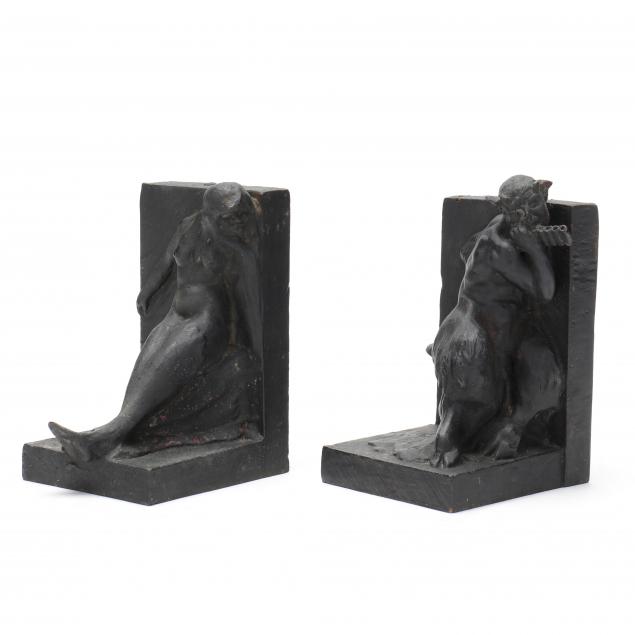 after-karl-illava-american-1896-1954-bronze-satyr-and-mermaid-bookends
