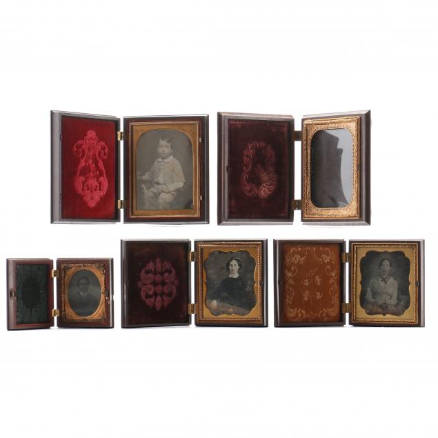 five-mid-19th-century-thermoplastic-photograph-cases-with-four-images-present