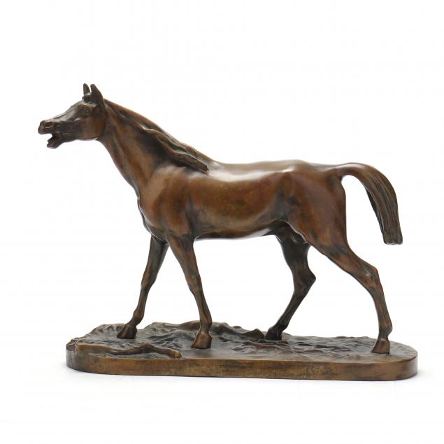 a-patinated-bronze-model-of-a-neighing-horse