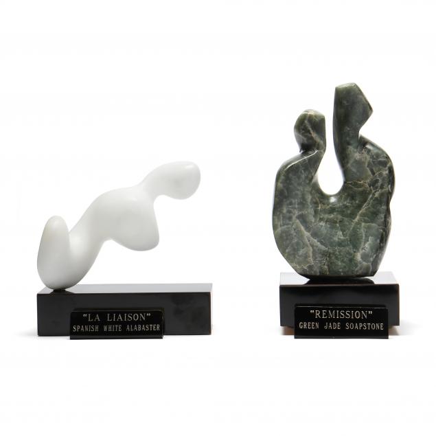 freddy-canesse-french-b-1959-two-abstract-soapstone-sculptures