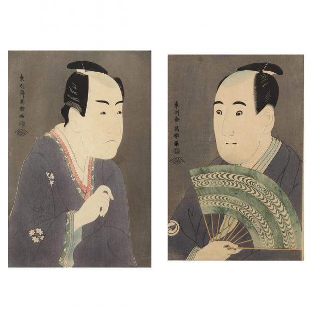 toshusai-sharaku-japanese-two-woodblock-prints