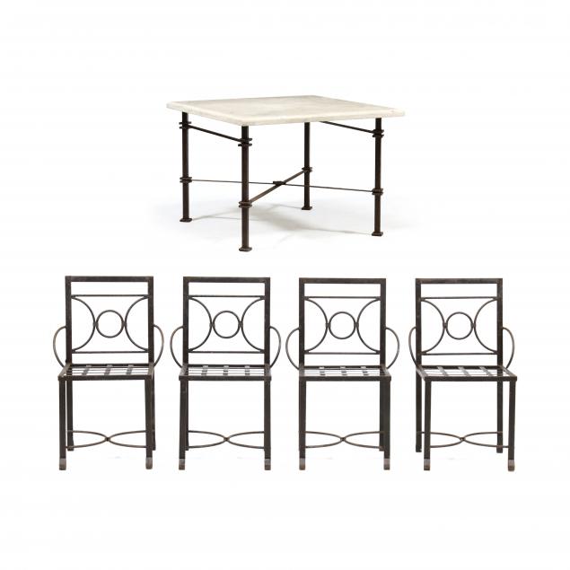 continental-style-stone-and-iron-table-and-four-chairs