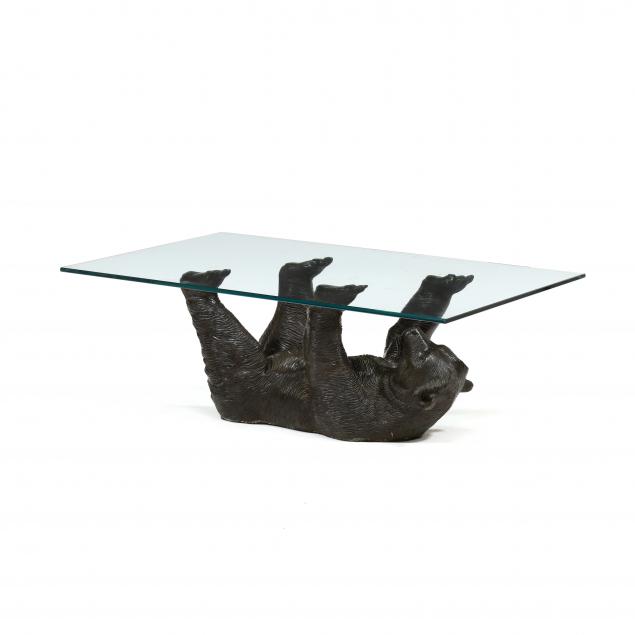 bronze-bear-glass-top-coffee-table