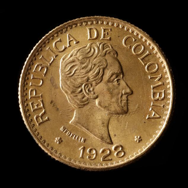 colombia-uncirculated-1928-gold-5-pesos