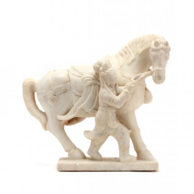 a-chinese-carved-marble-sculpture-of-horse-and-attendant