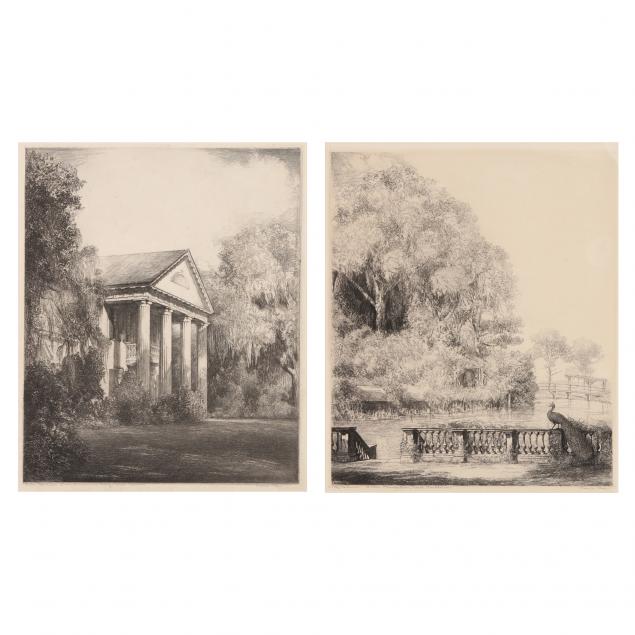 louis-orr-american-1879-1961-two-north-carolina-etchings-picturing-orton-plantation