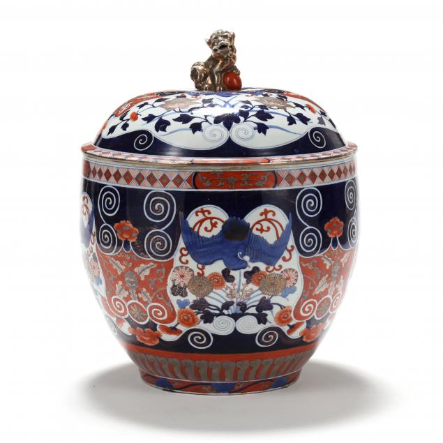 a-large-japanese-imari-floor-jar-with-cover