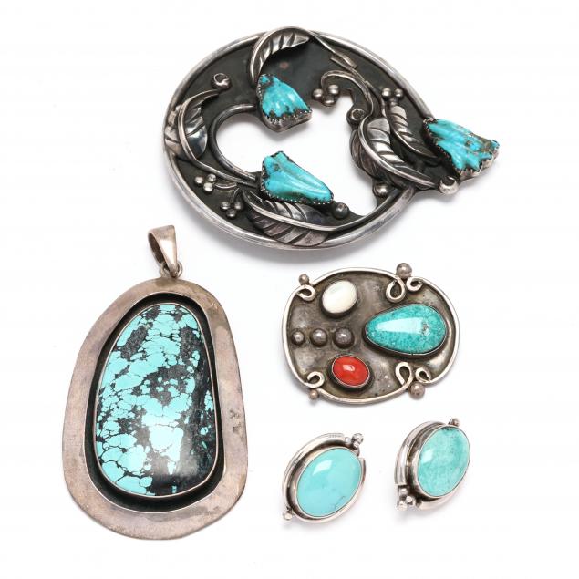 four-pieces-silver-and-turquoise-jewelry