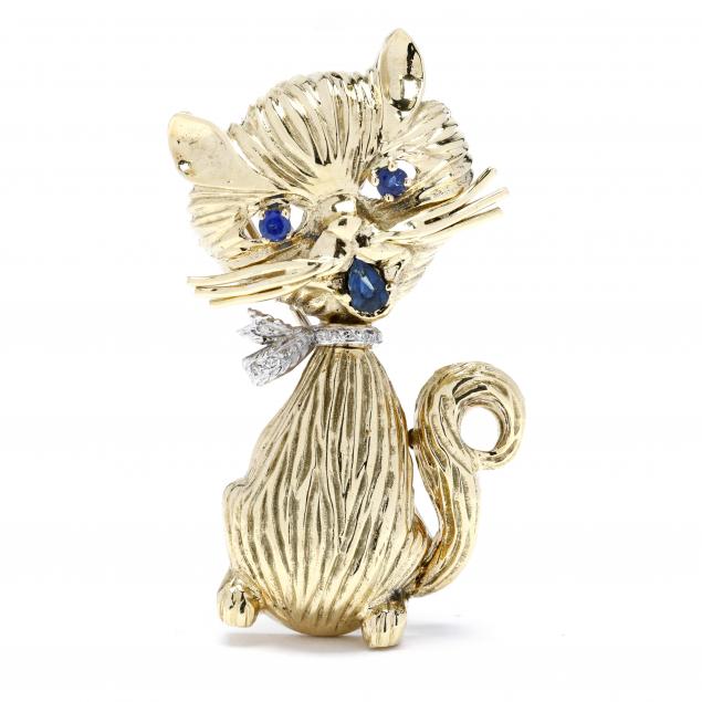 bi-color-gold-and-gem-set-whimsical-cat-brooch-ben-rosenfeld