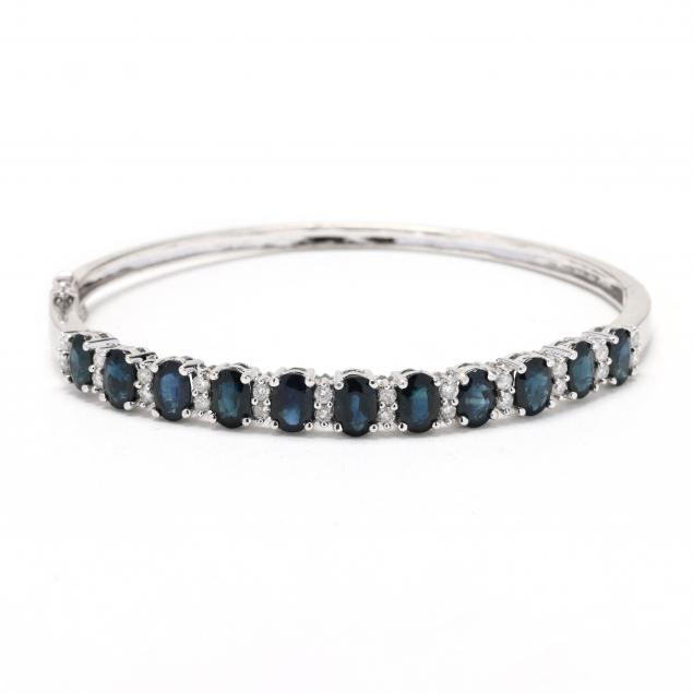 white-gold-sapphire-and-diamond-bangle