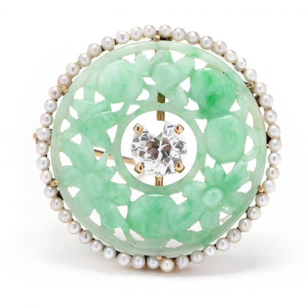 vintage-gold-jade-and-diamond-brooch