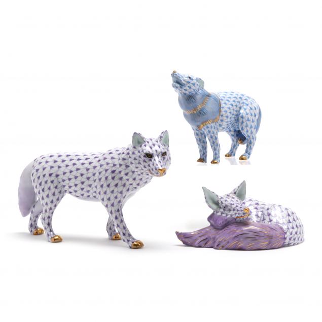 three-herend-animal-figurines