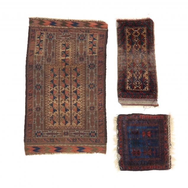 baluch-prayer-rug-and-two-small-rugs